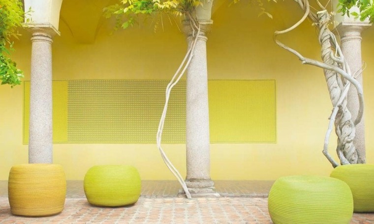 columnas plantas colores diseño terraza