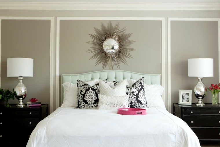 combinaciones de colores gris blanco dormitorio elegante ideas