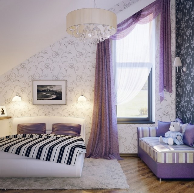cortinas torcidas color purpura papel
