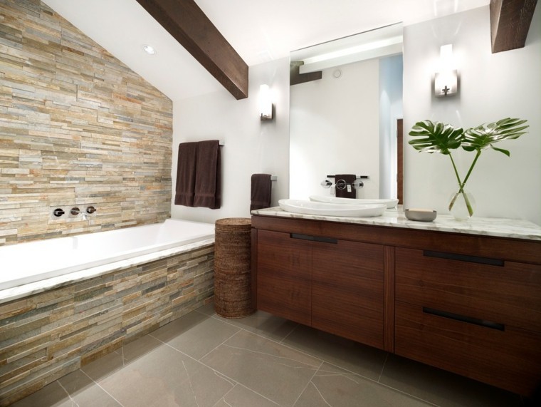 cuarto baño estilo moderno madera