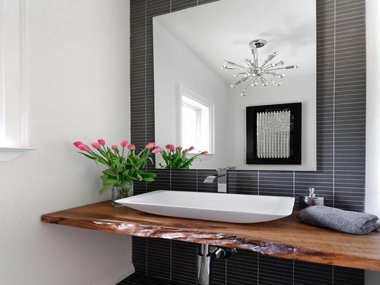 cuartos de baño decoracion lavabo madera flores