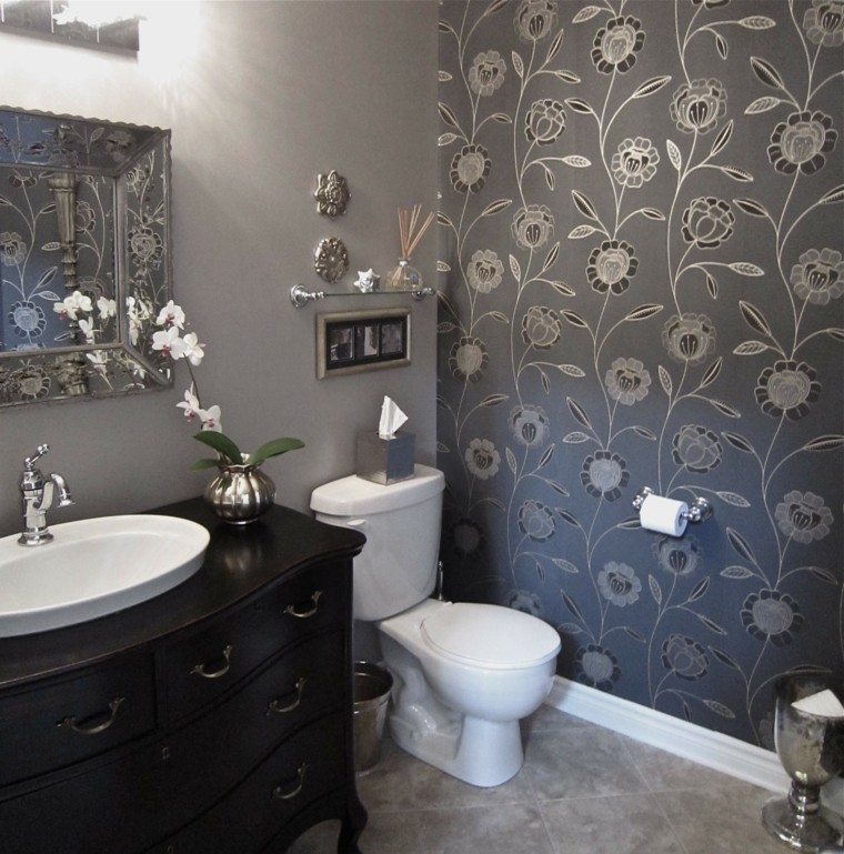 decoracion pared lavabo mueble papel pared