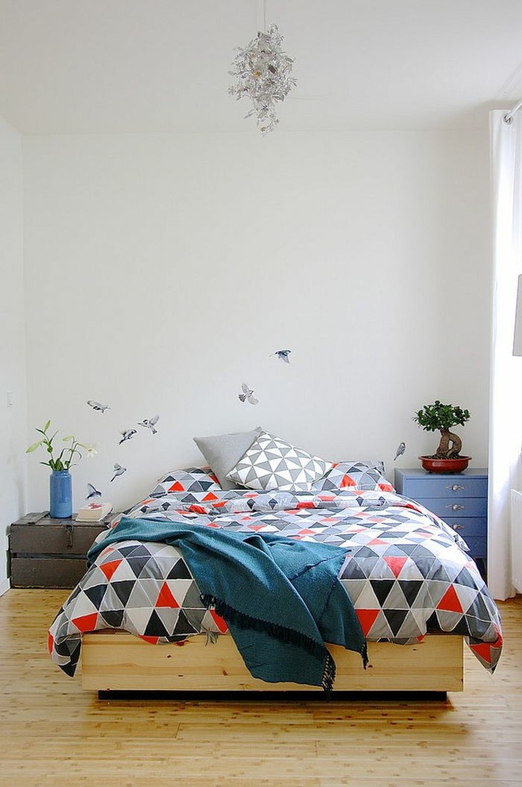 diseño de interiores dormitorio estilo escandinavo azul ideas