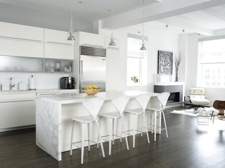 diseño cocinas blancas diseño cocinas taburetes bar blanco