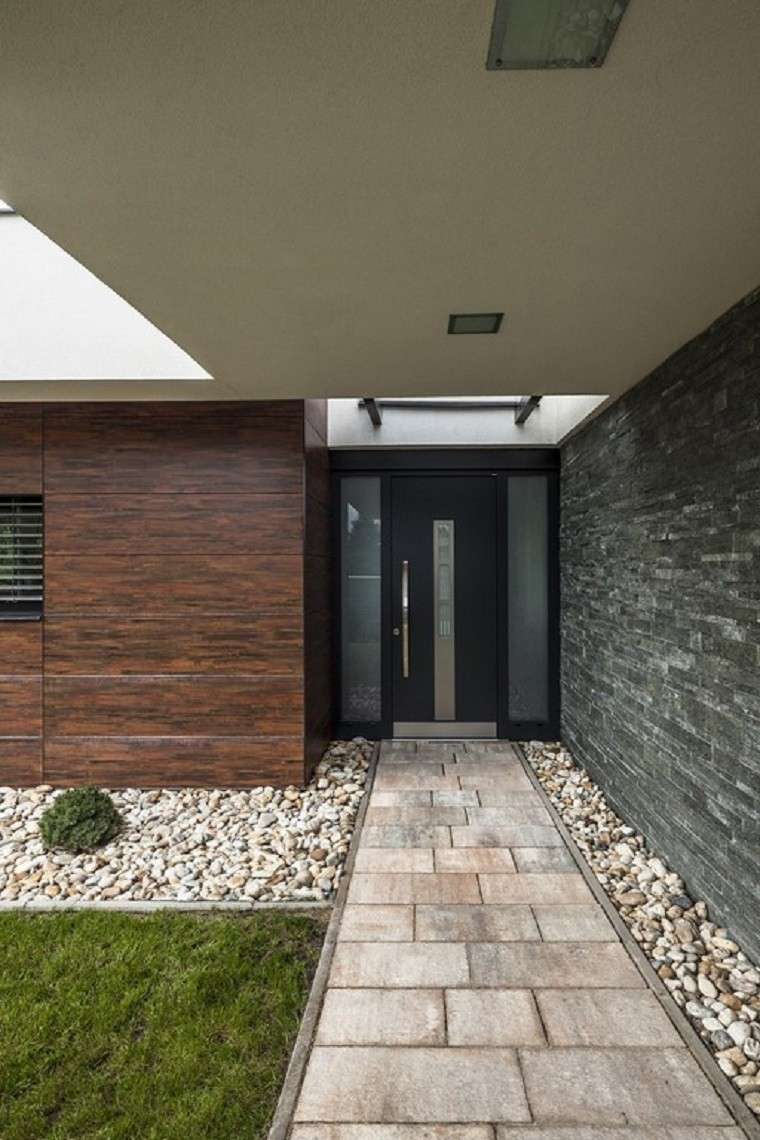 diseño de jardines modernos rocas sendero casa