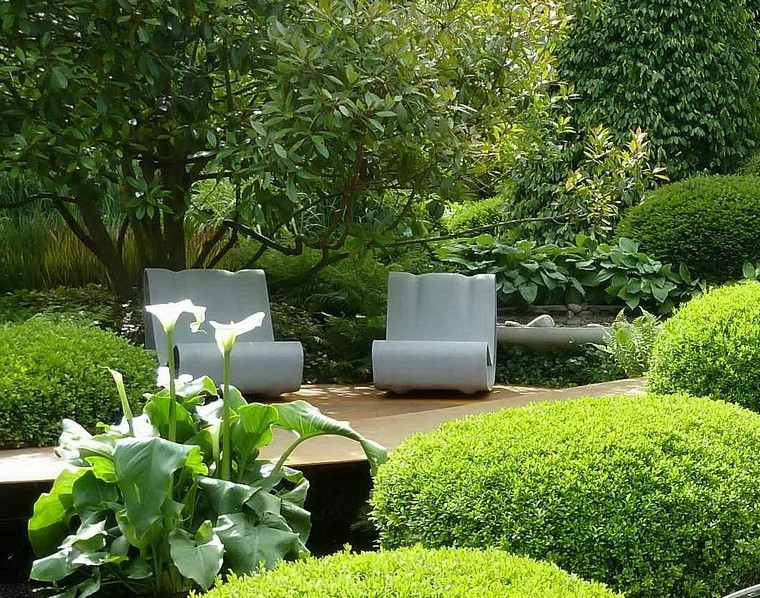 diseño de jardines modernos sillas diseño verde