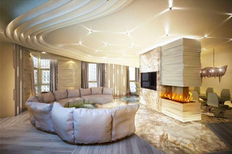 diseño interiores modernos salon chimenea