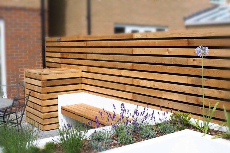 diseño jardines pequeños valla madera