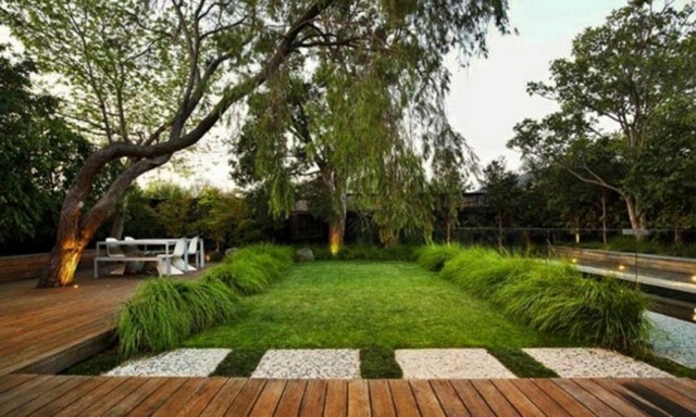 diseño paisajes modernos madera jardin