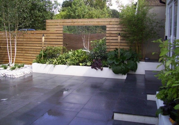 diseño plantas rocas minimalista patio