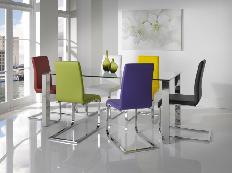 diseño sillas modernas comedor colores