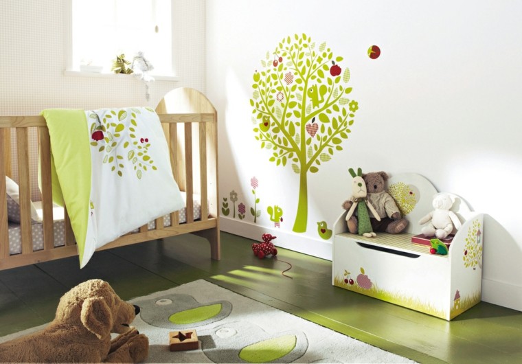 diseño color verde dormitorio bebe