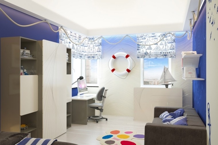 dormitorio infantil color azul marino