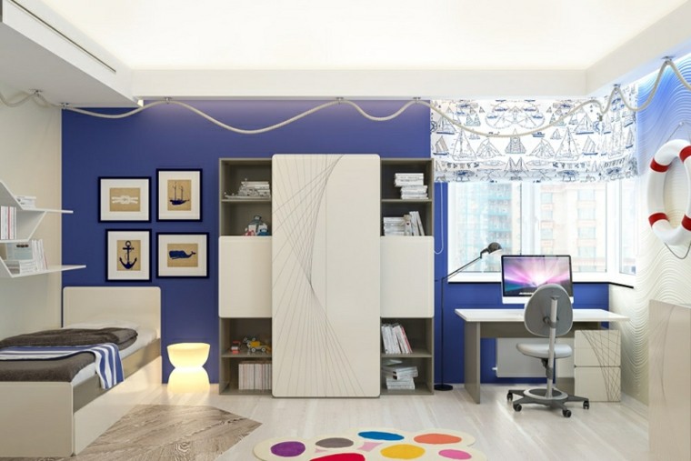 dormitorio juvenil pared color azul