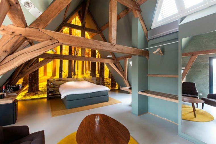 dormitorio-madera-pared-original-estampa-bosque