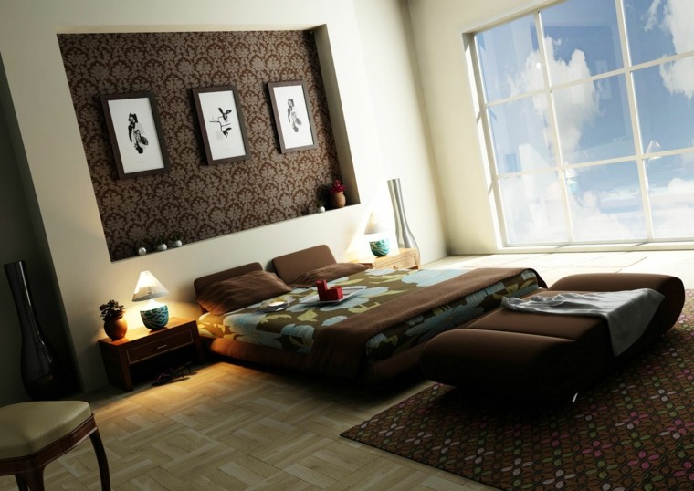 dormitorio decoracion papel pared marron