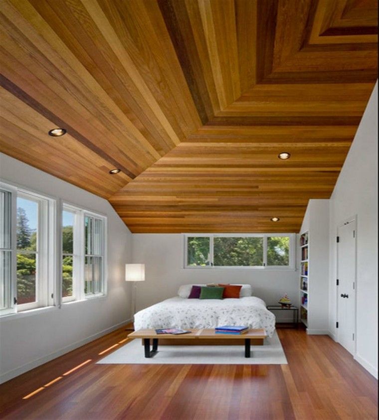 dormitorio moderno techos de madera