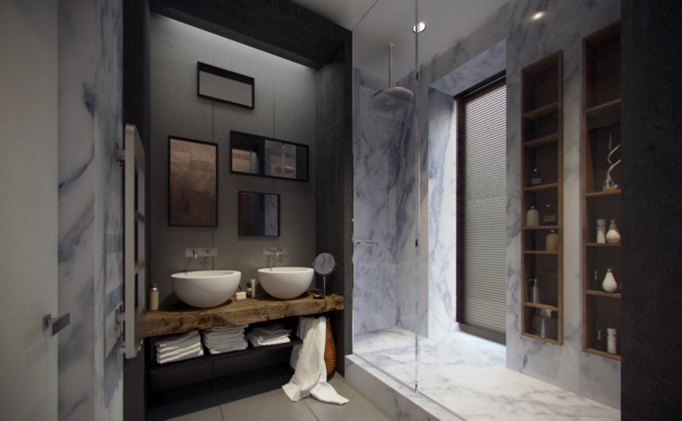 dos lavabos cuencos blancos baño
