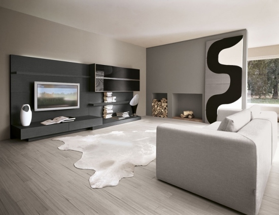 entretenimiento salon moderno amplio luminoso gris