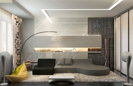 entretenimiento salon moderno sofa gris negro ideas