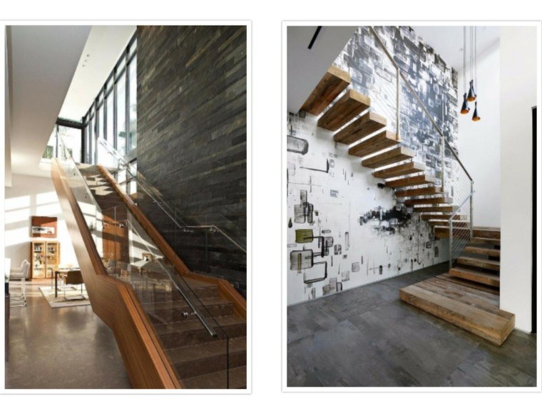 escaleras diseño lateral papel madera