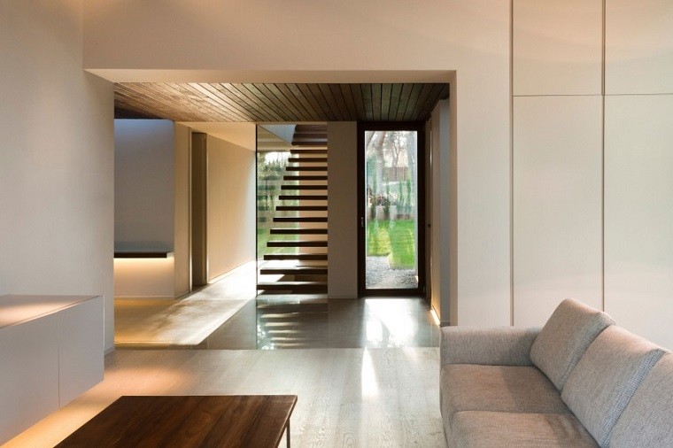 escaleras modernas flotantes madera teca
