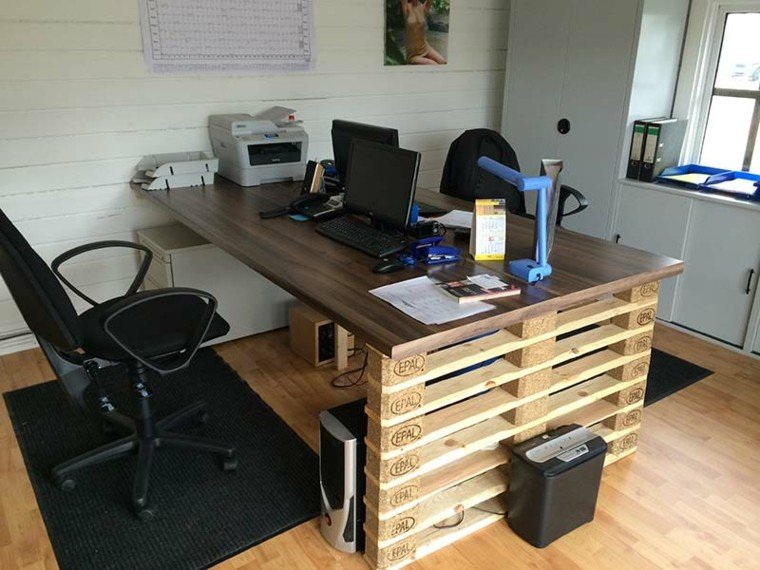 escritorio palet cesto diseño madera tratada