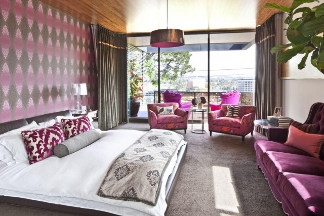 estilo boho papel pared rosa