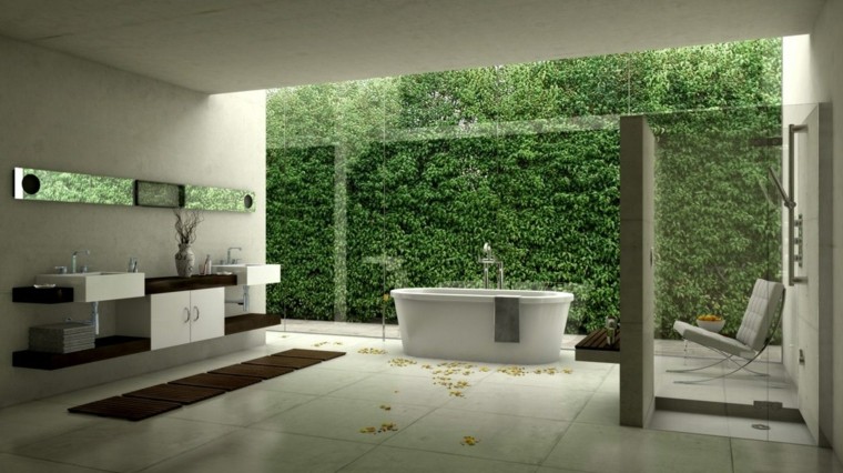 estupendo baño vistas jardin vertical