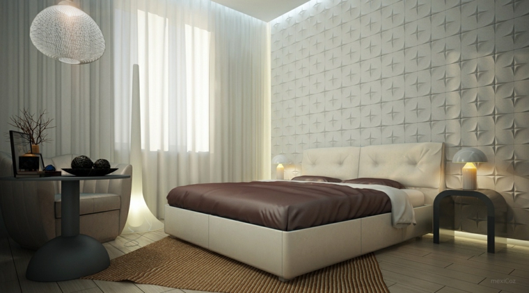 estupendo diseño dormitorio pared relieve