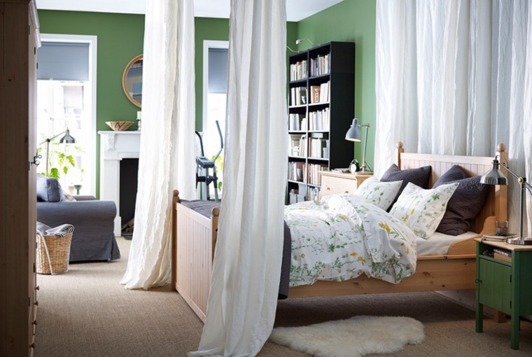 fantasia cama dosel dormitorio paredes verdes moderno