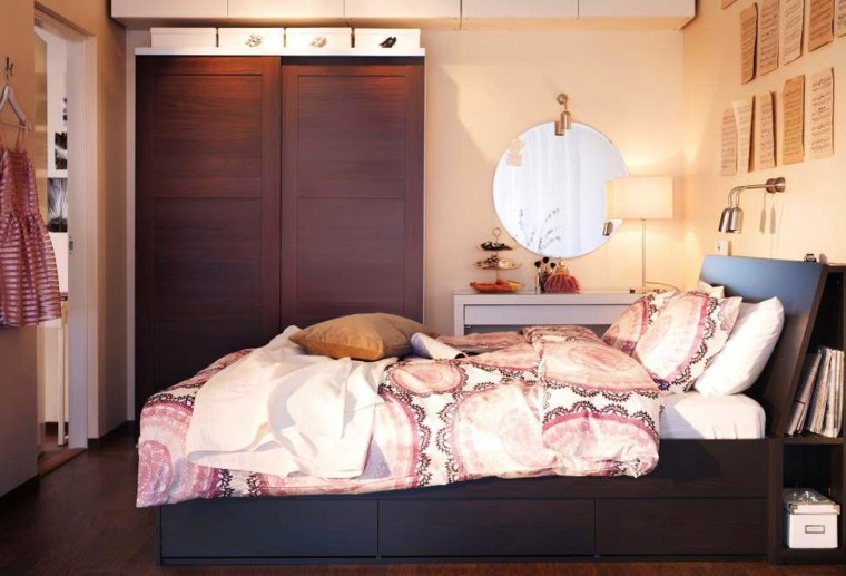 fantasía color marron muebles dormitorio espejo redondo moderno