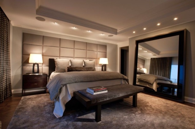 fantasía dormitorio colores beige respaldo cama cuero moderno