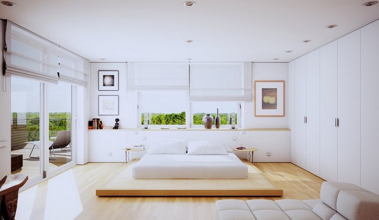 fantasía estilo minimalista dormitorio blanco moderno