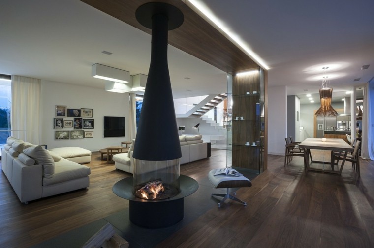 fuego madera hoguera cuadros led techo