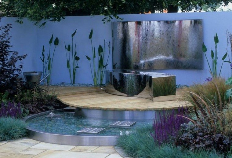 fuente agua moderna jardin pequeño