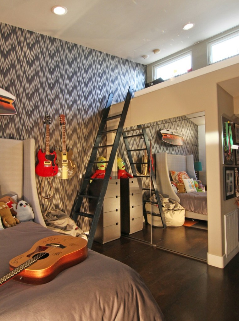 guitarra pared decoracion led habitacion