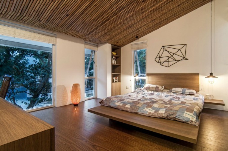 habitacion cama ventanas accesorios lampara
