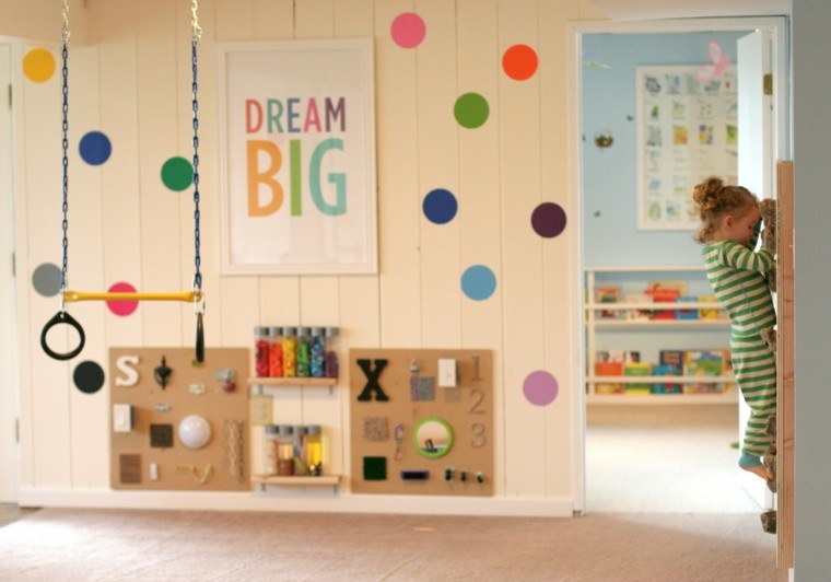 habitacion nino columpio pared decorada ideas