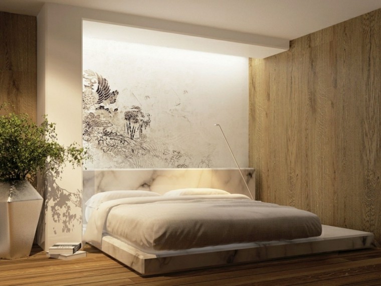 ideas decoración pared dormitorio estampa maceta grande vinilo