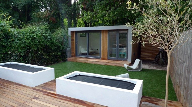 jardin pequeño diseño moderno madera