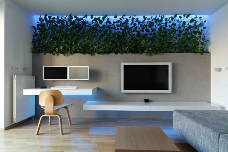 jardin vertical interiores salon moderno natural ideas