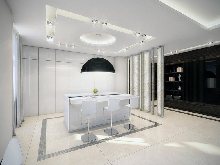 cocina moderna lampara esferica gavetero moderno diseño