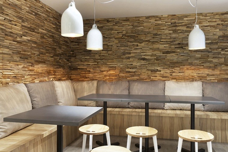 lampara mesas banquetas madera amplios