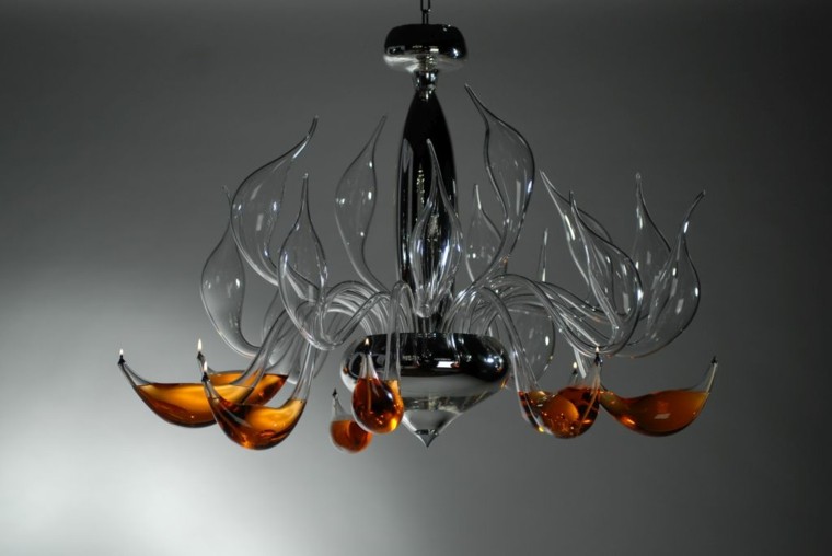 lamparas de diseño naranja vidrio innovativa