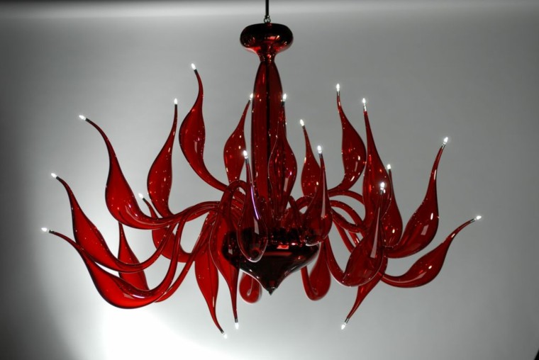 lamparas de diseño rojo colgante araña