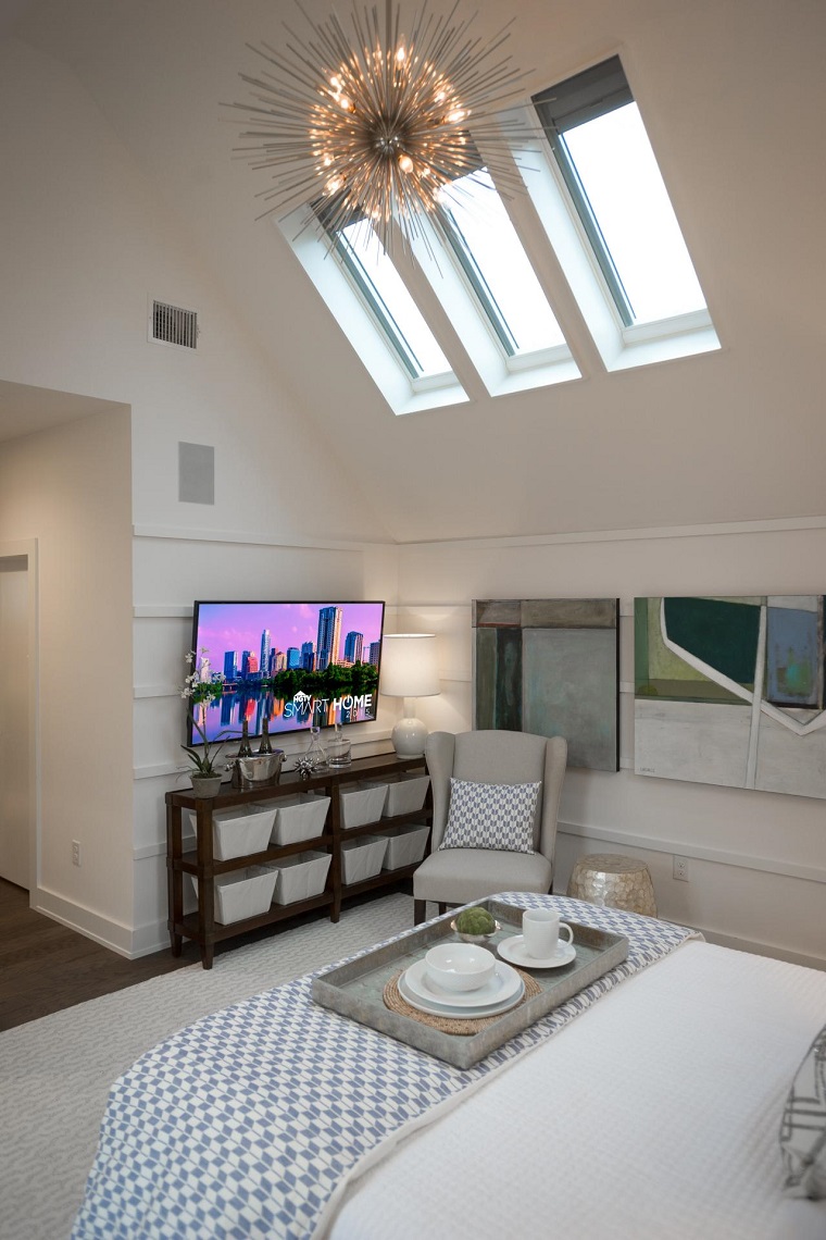lamparas de techo ideas-modernas dormitorio grande interesante