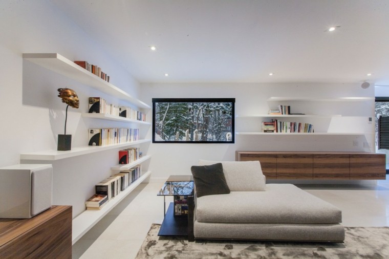 libros estantes led madera blanco salon
