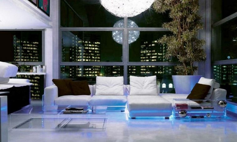 luces led sofa debajo azules