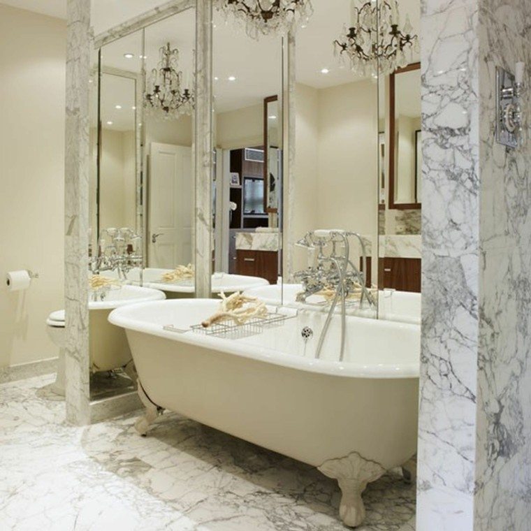 marmol columnas bañera lujo espejos